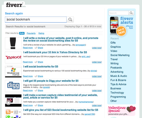 Fiverr Social Bookmark