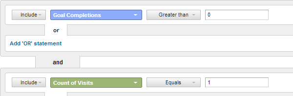 Google Analytics segment for conversions over time