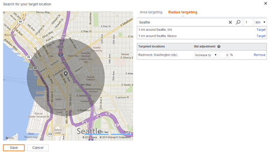 radius targeting bing ads