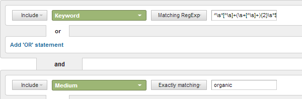 Google Analytics Segment series for organic keyword length