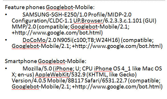 googlebot-mobile-user-agents