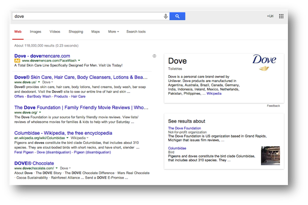 Dove Google Search Results