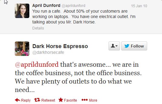 Dark Horse Espresso Tweet