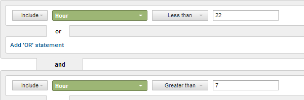 Google Analytics segments for business hours