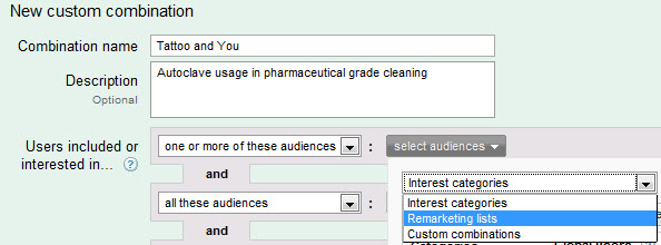 AdWords New Custom Combination