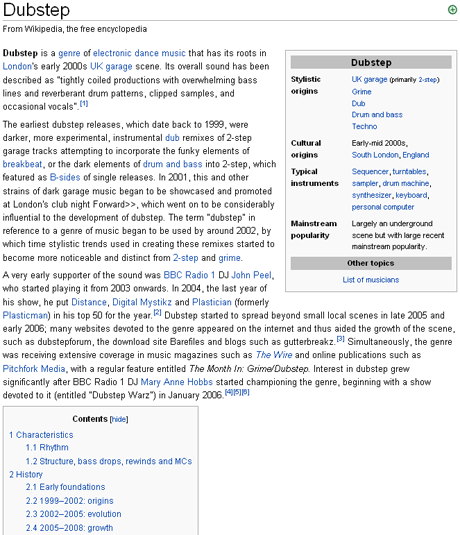 Dubstep Wikipedia Page