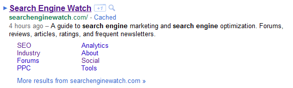 Search Engine Watch Google Sitelinks