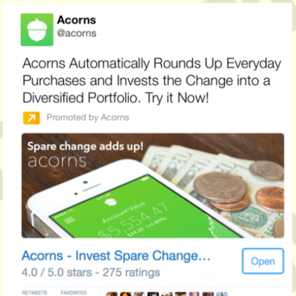 acorns-twitter-keyword-search-campaign