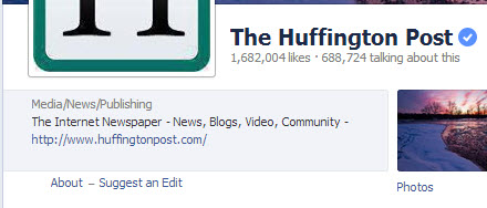 Huffington Post Facebook Page Link to Website