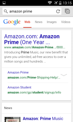 Amazon Prime Google Mobile Search Large Title