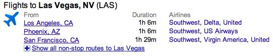 Google Flight Schedule Feature Las Vegas