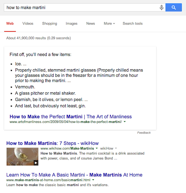 Google how to make martini