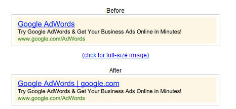 AdWords URL in Headline