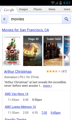 Google movie search on Mobile