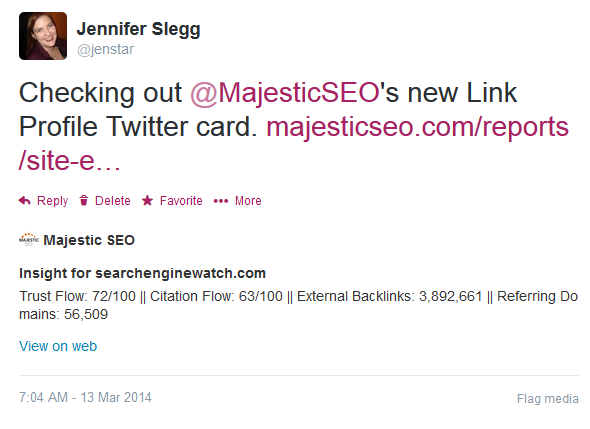 Majestic SEO Link Profile Twitter Card