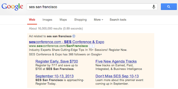 SES San Francisco AdWords Sitelinks