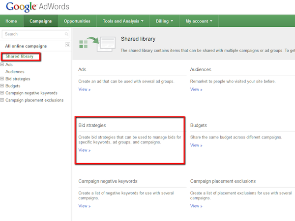 google-adwords-shared-library-bid-strategies