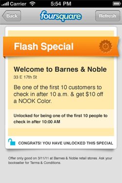 foursquare flash special