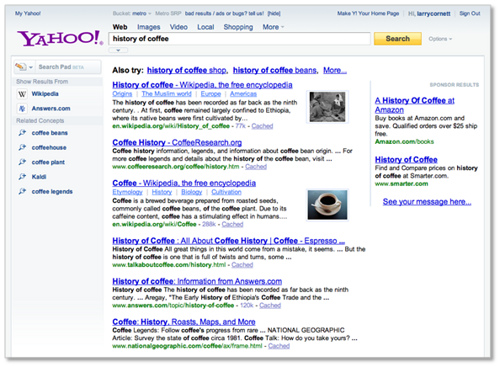 Yahoo Search results