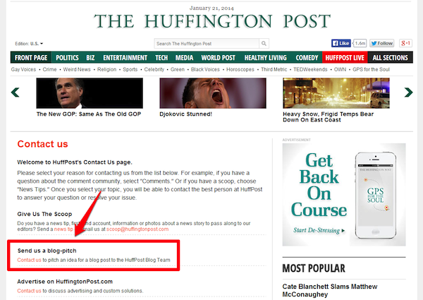 Huffington Post send us a blog pitch Huffington Post send us a blog pitch