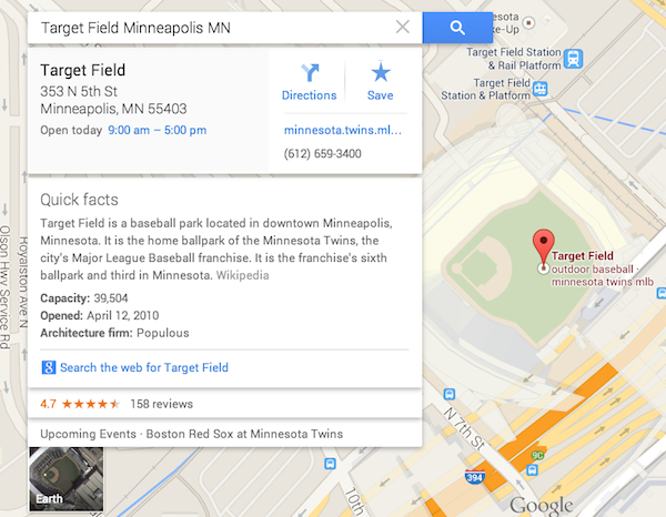 Target Field Google Quick Facts Target Field Google Quick Facts