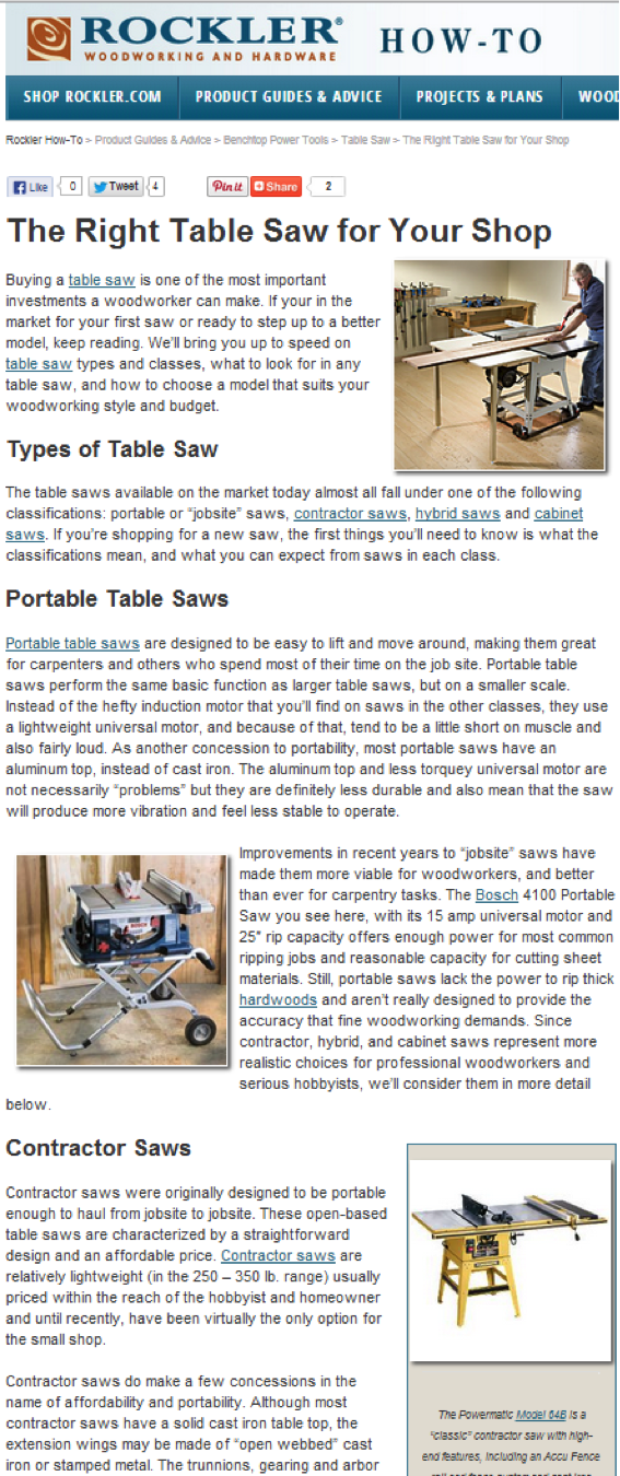 Rockler The Right Table Saw for Your Shop