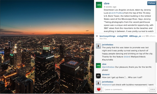 CBRE Instagram post CBRE Instagram post