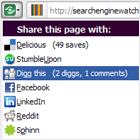 Shareaholic browser plugin featuring Digg counts and comments