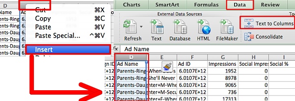 14-facebook-report-creative-analysis-excel-insert-and-data-text-to-column 14-facebook-report-creative-analysis-excel-insert-and-data-text-to-column