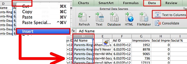 14-facebook-report-creative-analysis-excel-insert-and-data-text-to-column