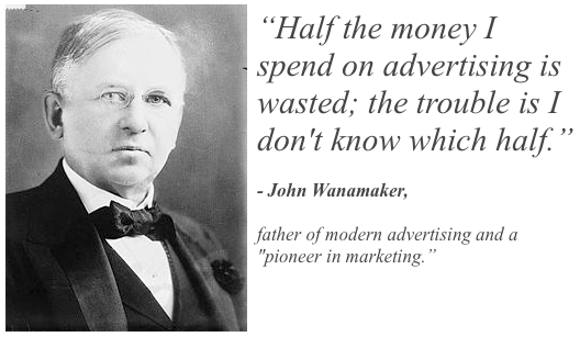 Half the money I spend on advertising is wasted.. Half the money I spend on advertising is wasted..