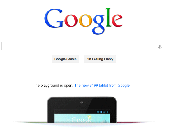 nexus 7 google home page ad