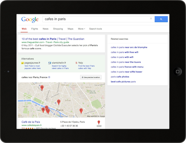 Cafes in Paris Google Tablet Search After Concessions