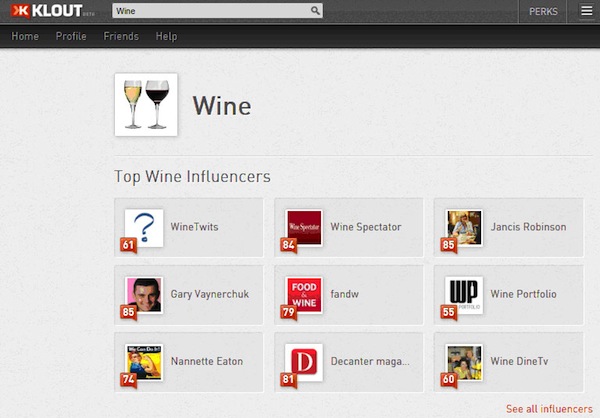 Klout Wine