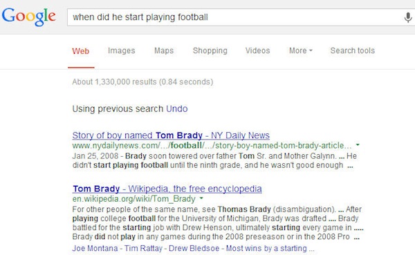 when did he start playing football Google SERP