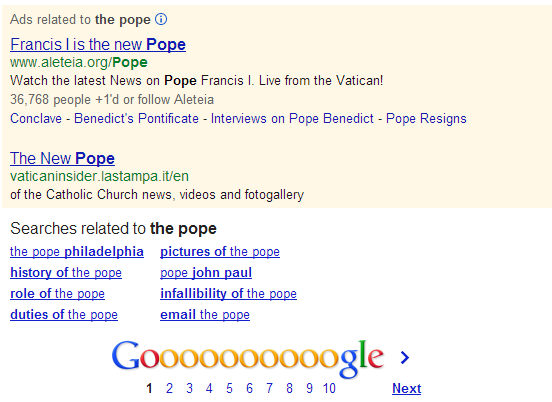 google-ads-related-to-the-pope