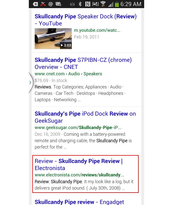 Skullcandy Pipe Review Mobile Search Results