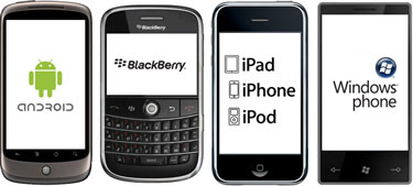 Example of different mobile phones