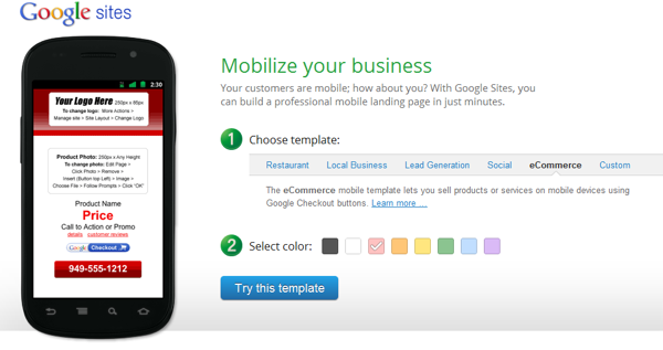 Mobilize Your Business Google Sites