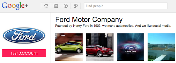 Google Plus Ford Test Account