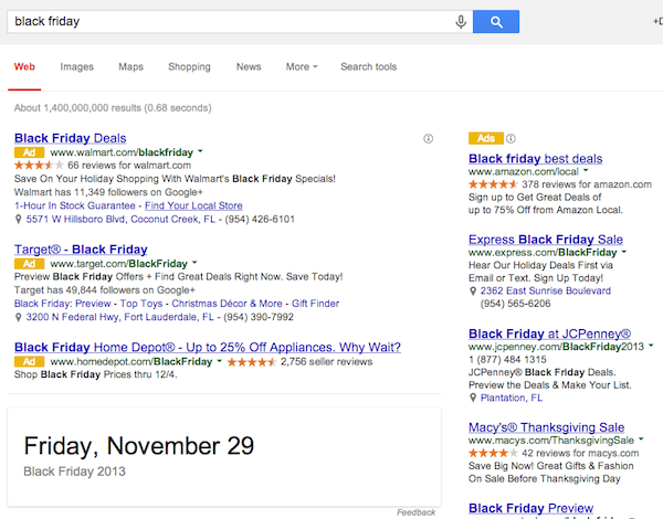 Google Search for Black Friday