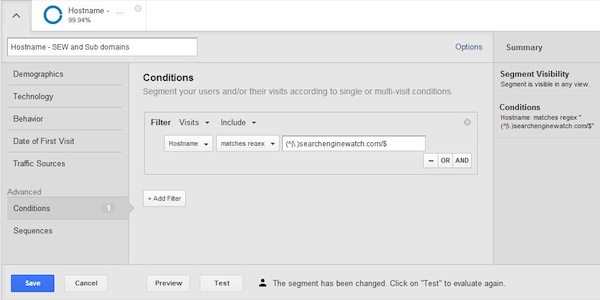 Advanced Segment for Your Own Domains