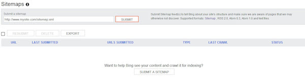 Bing Webmaster Tools Sitemaps