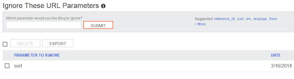 Bing Webmaster Tools Ignore These URL Parameters